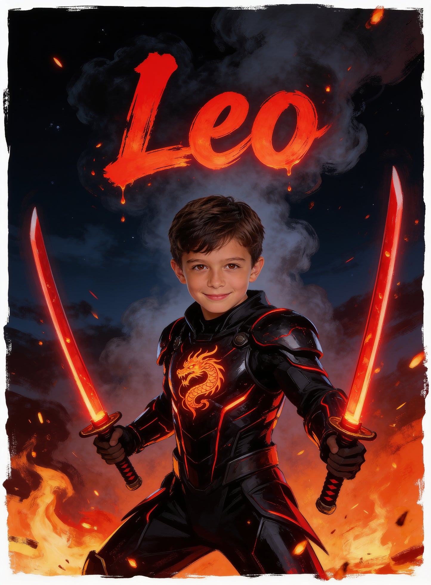 🥷 RED SHADOW NINJA personalized name preview — painted battle sweep