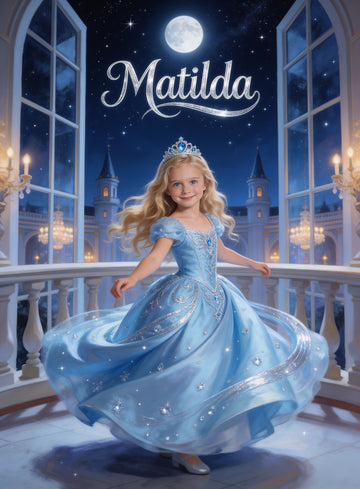 💃🏼 BALLROOM PRINCESS personalized name preview — silver crystal embroidery