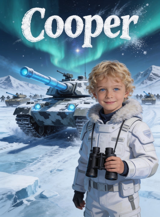 🪖 ICE TANK COMMANDER personalized name preview — gale-swept field chalk