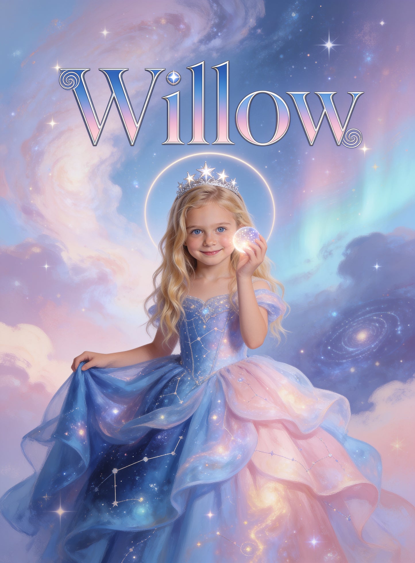 🌌 NEBULA PRINCESS personalized name preview — spiral galaxy deco
