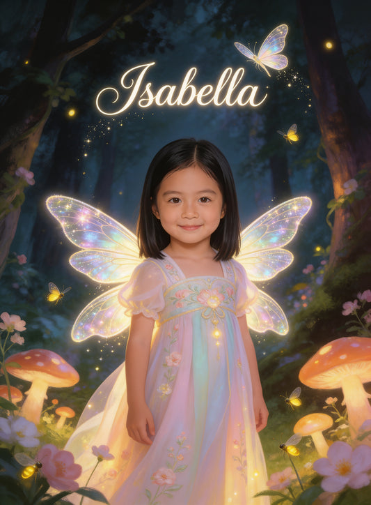 🧚 ENCHANTED FAIRY personalized name preview — translucent wing shimmer