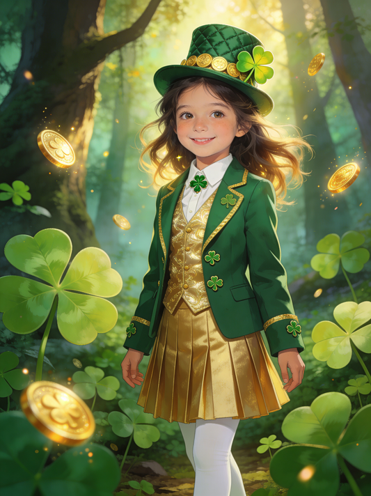 🍀👒 CHARMERENDE KLØVER LILLE NISSEPIGE
