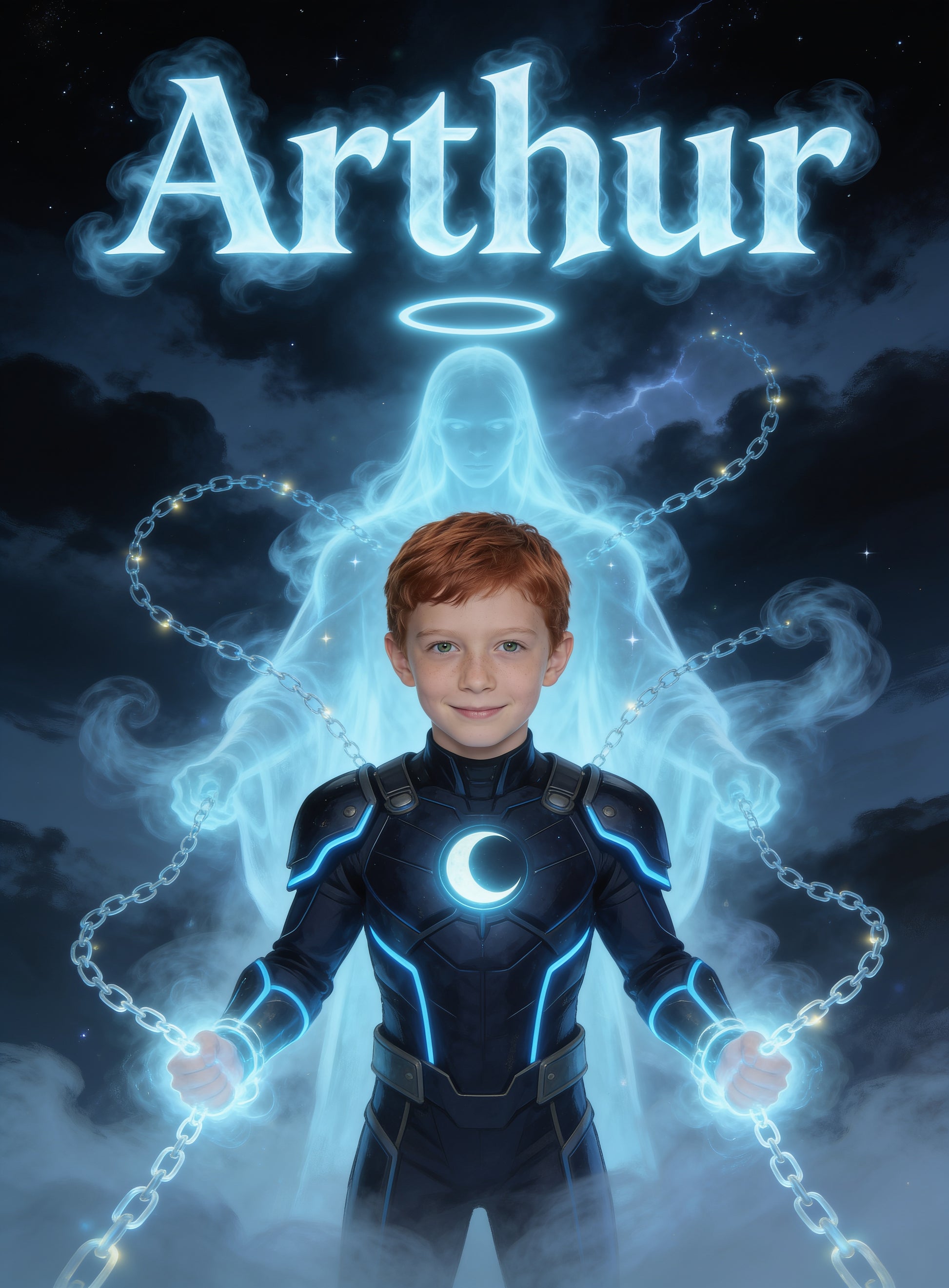 👻 PHANTOM HERO personalized name preview — chains of mist