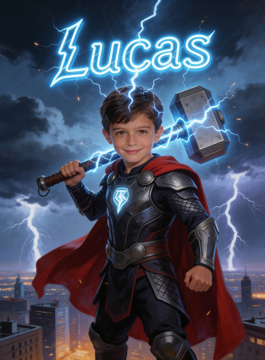 ⚡ THUNDER BOY personalized name preview — neon storm veins