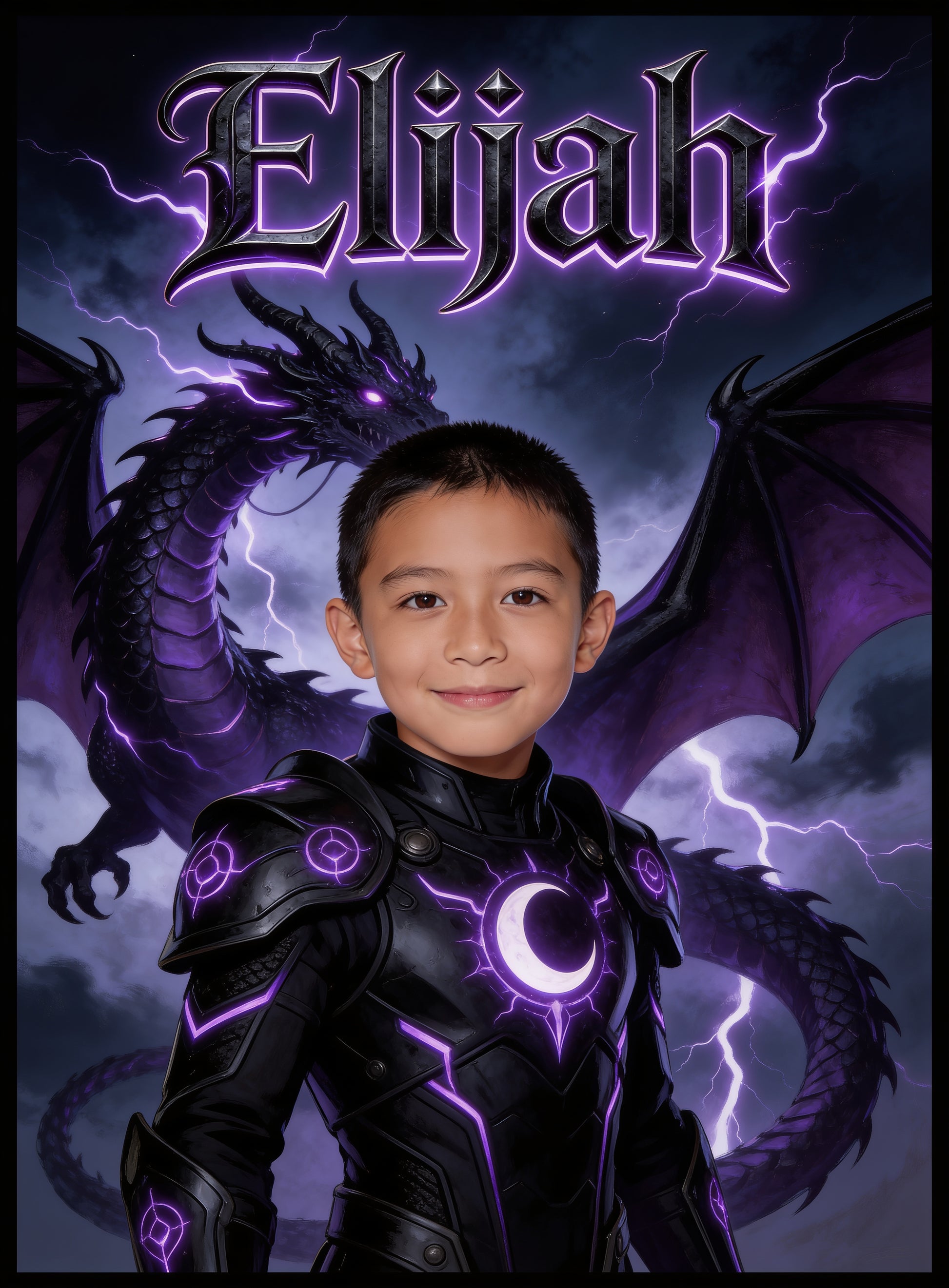 🐉 DRAGON RIDER personalized name preview — wing-swept dragon steel