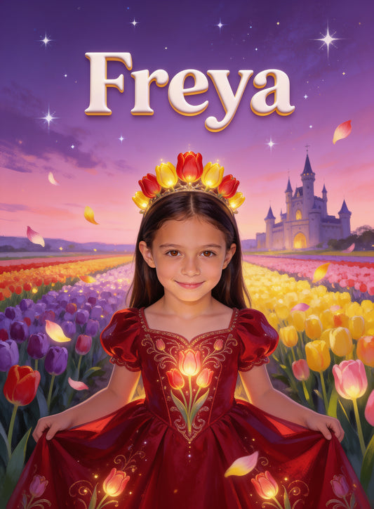 💐 TULIPS PRINCESS personalized name preview — luminous field rhythm