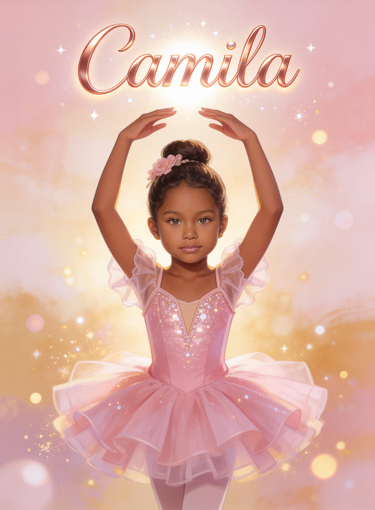 🩰 BALLERINA personalized name preview — golden halo calligraphy