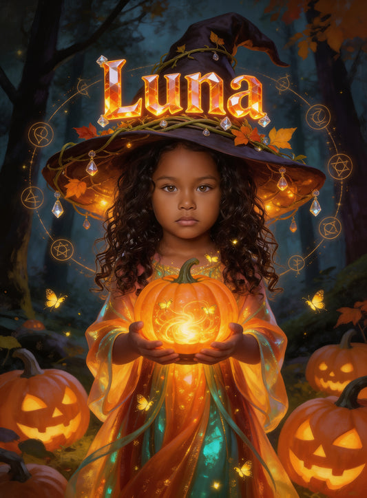 🎃 LITTLE PUMPKIN FARMER personalized name preview — crystal charm lettering