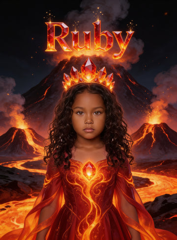 🌋 VOLCANO PRINCESS personalized name preview — crowned in flame crystal