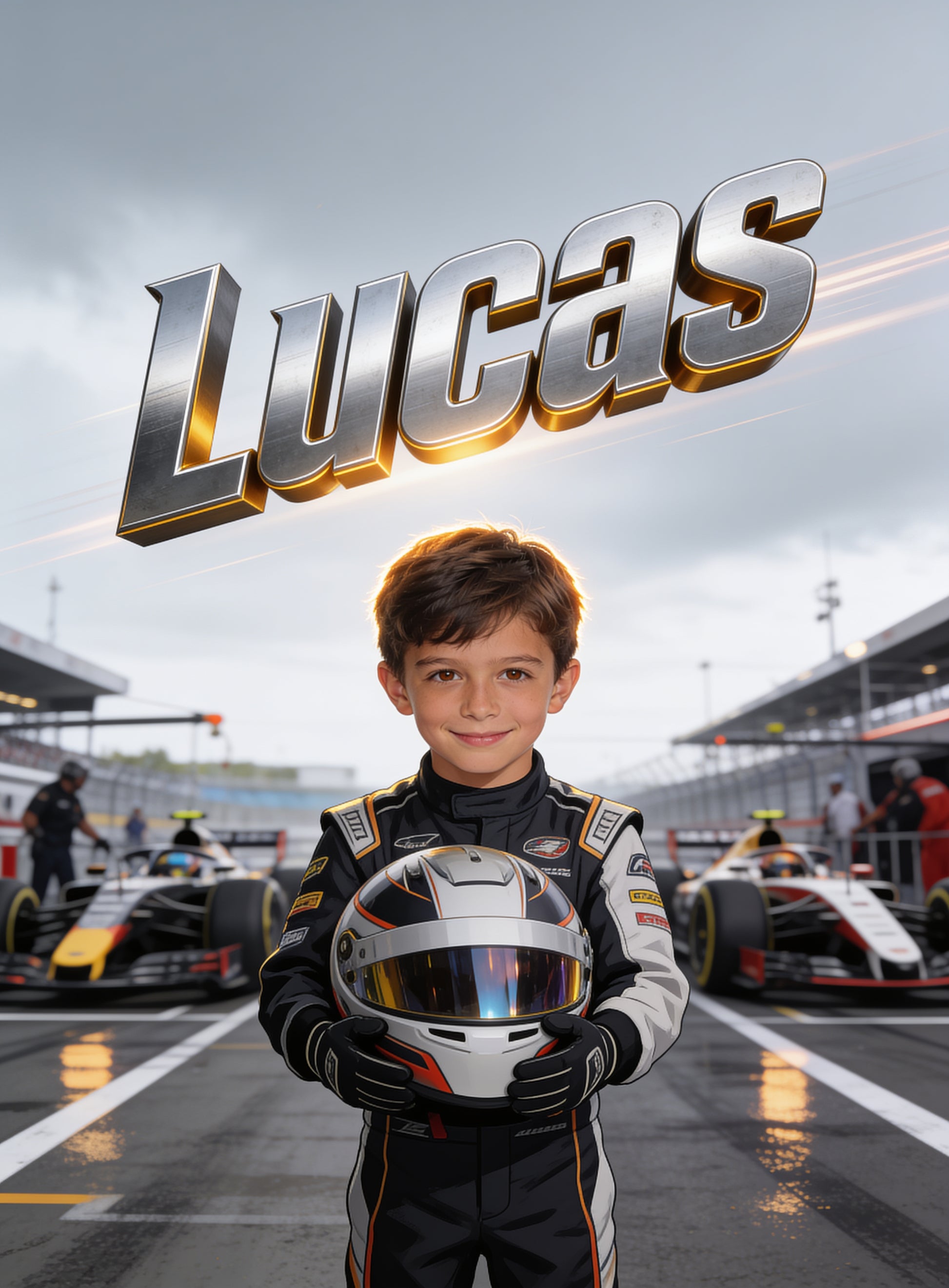 🏎️ F1 SERIES BOY personalized name preview — Forged Metal Block