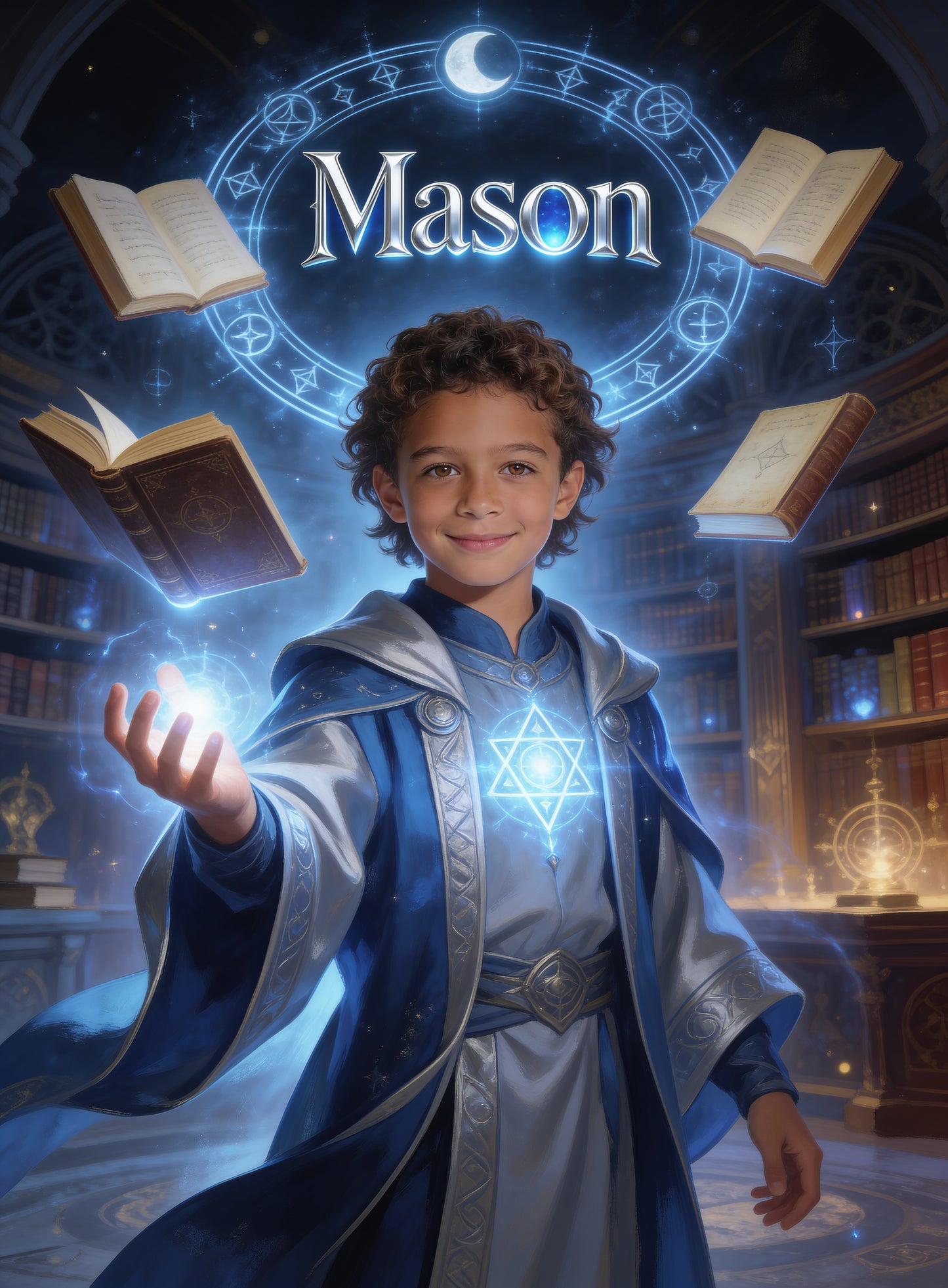 🪄 SPELLBOUND SORCERER BOY personalized name preview — arcane rune ring