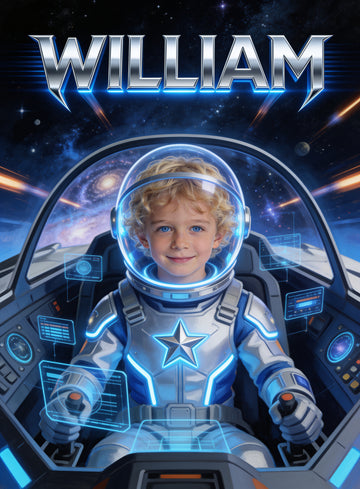 🚀 COSMIC PILOT personalized name preview — silver alloy thrust