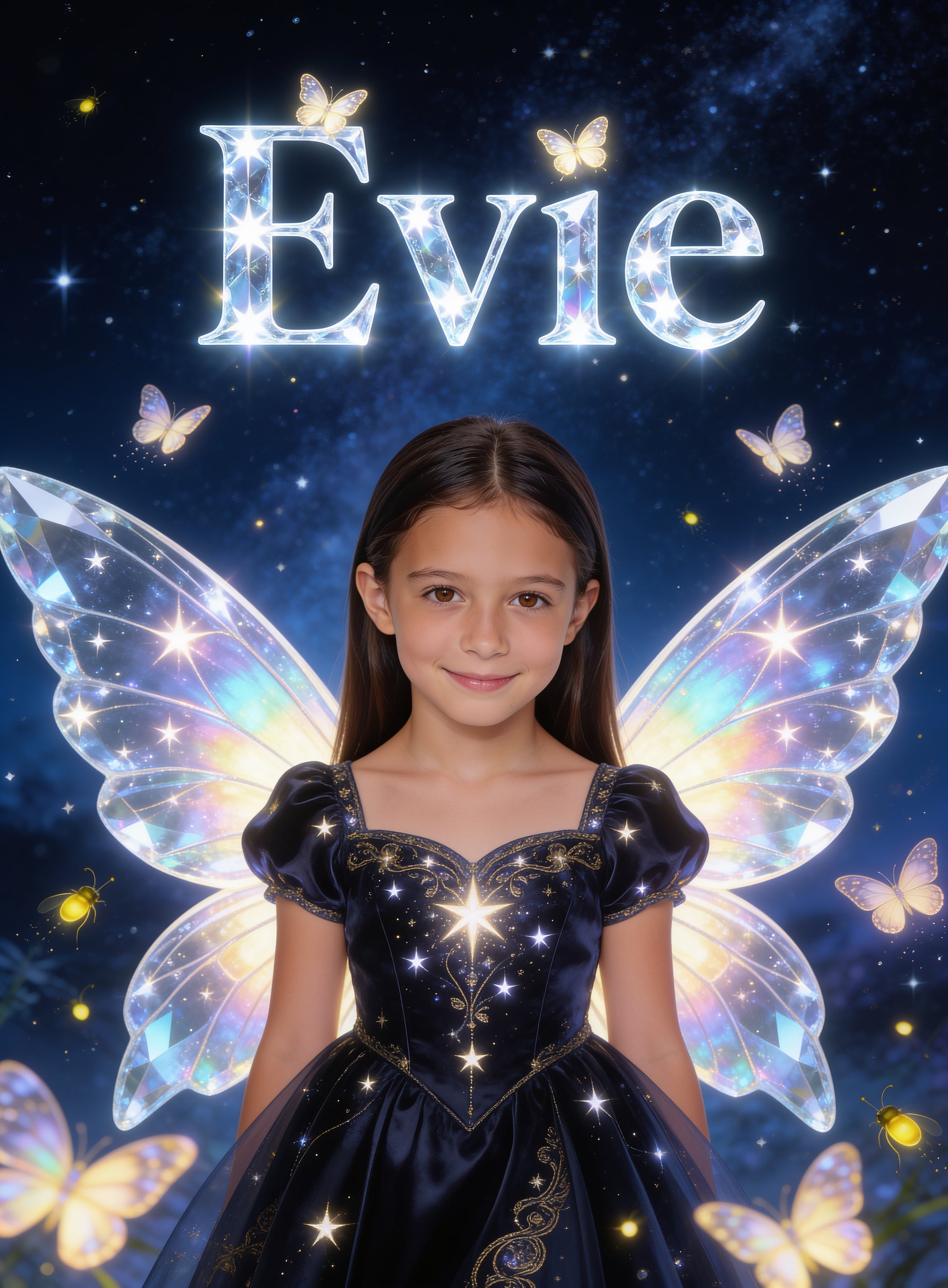 🌌 STARLIGHT PRINCESS personalized name preview — crystal wing starlight