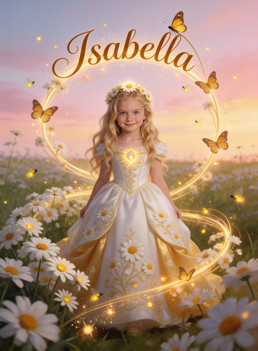 🌼 DAISY PRINCESS personalized name preview — twilight swirl dance