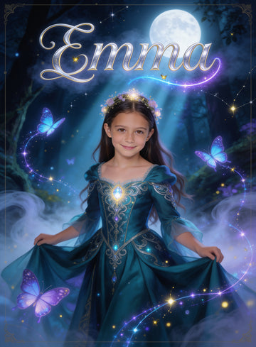 🪄 ENCHANTED PRINCESS personalized name preview — embroidered in moonlight