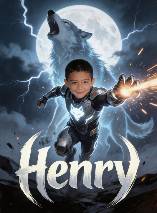 🐺 ICE WOLF HERO personalized name preview — spectral howl