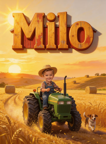 🚜 GOLDEN HARVEST HERO BOY personalized preview with name