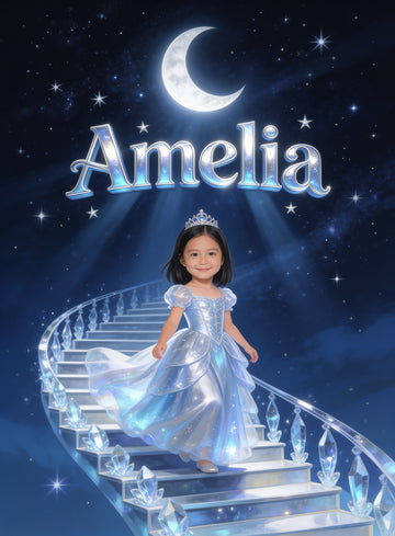 🌜 MAGICAL PRINCESS personalized name preview — smile-lit storybook