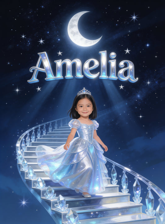 🌜 MAGICAL PRINCESS personalized name preview — smile-lit storybook