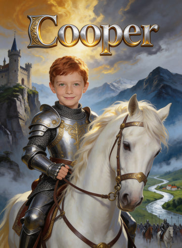 🗡️ THE HORSE KNIGHT personalized name preview — Silver Plate Armor