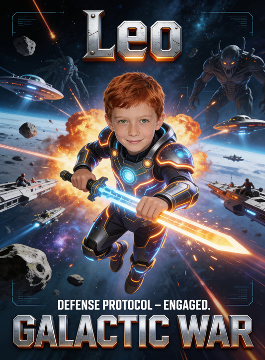 🛸 GALACTIC WAR personalized name preview — warship hull clash