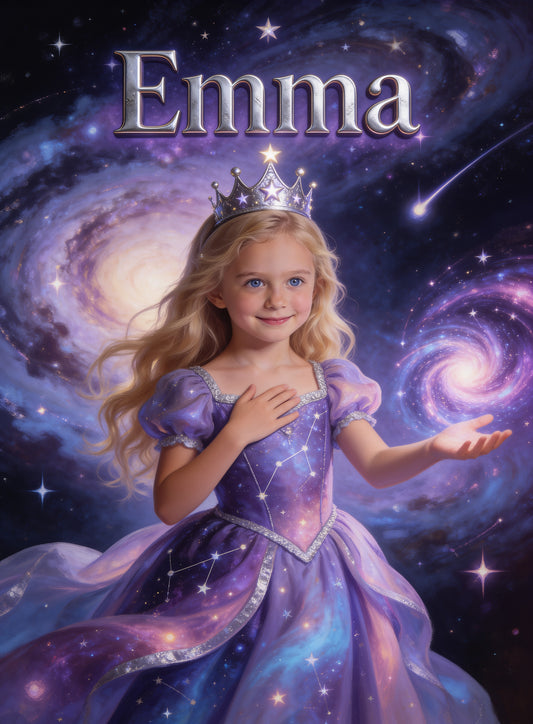 🌌 UNIVERSE PRINCESS personalized name preview — crown stars awaken