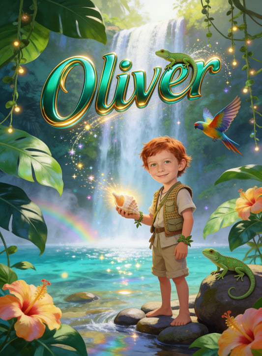 🐚 Lagoon Keeper Boy personalized name preview — gecko dash gleam