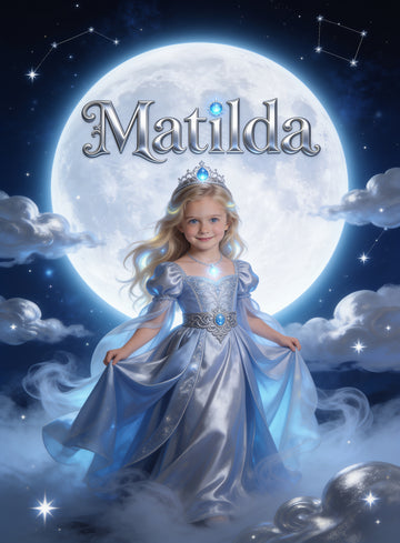 🌙 MOON PRINCESS personalized name preview — silver filigree scrollwork