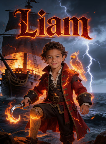 🏴‍☠️ FIRE PIRATE personalized name preview — ember storm title