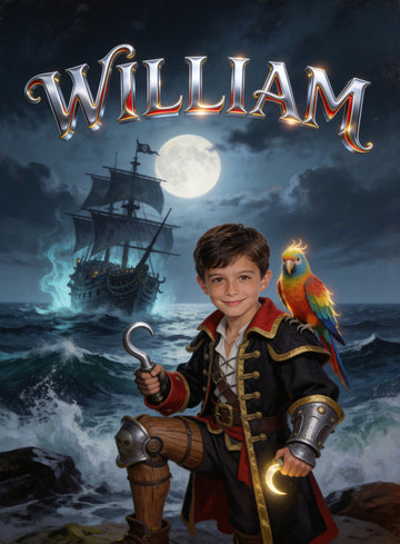 🏴‍☠️ PIRATE BOY personalized name preview — hook-forged storm silver