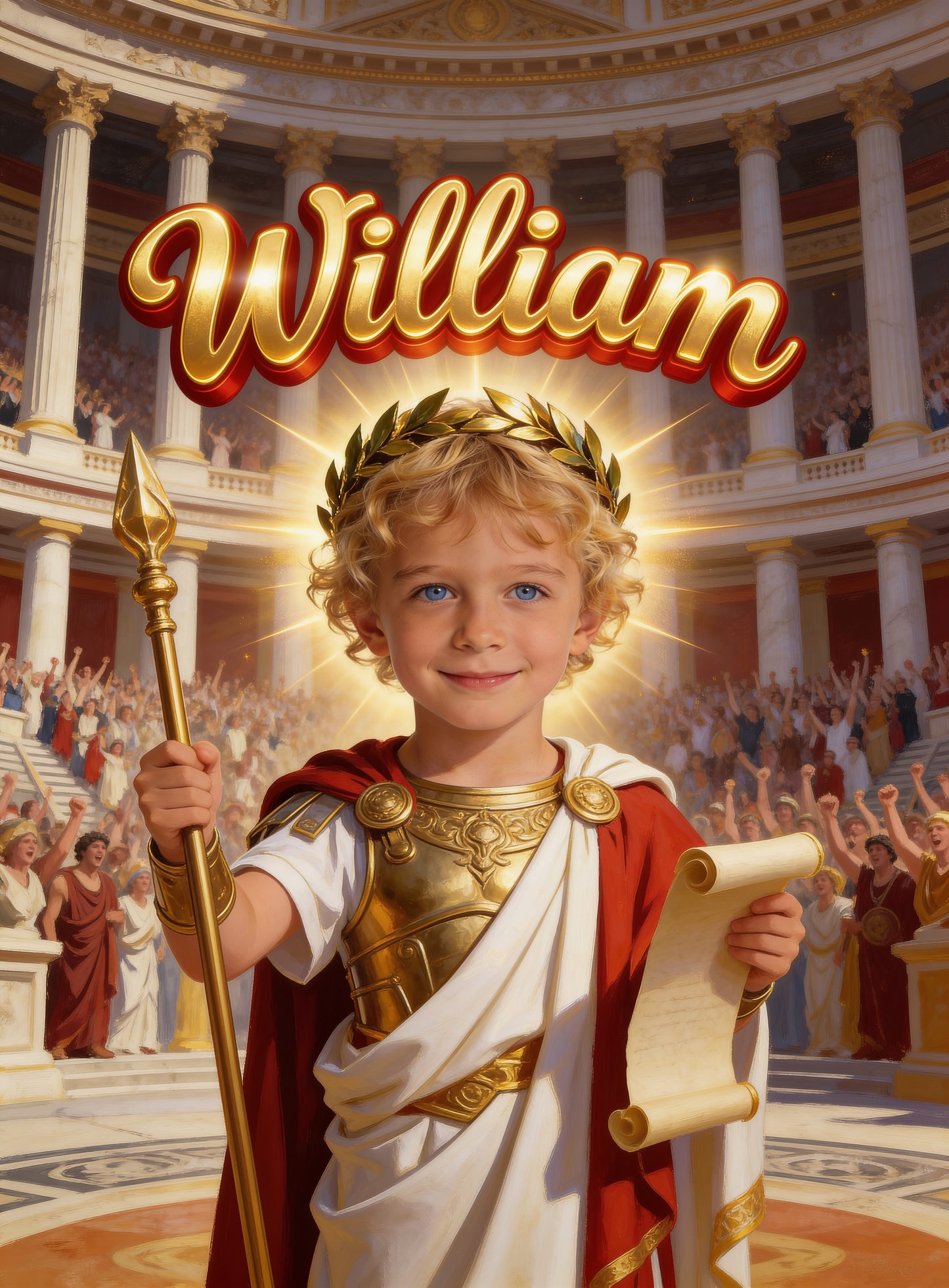 🤴 CAESAR KING personalized name preview — snapping gold loops