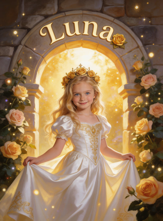 🌞 SUNSHINE PRINCESS personalized name preview — sunlit stone carving