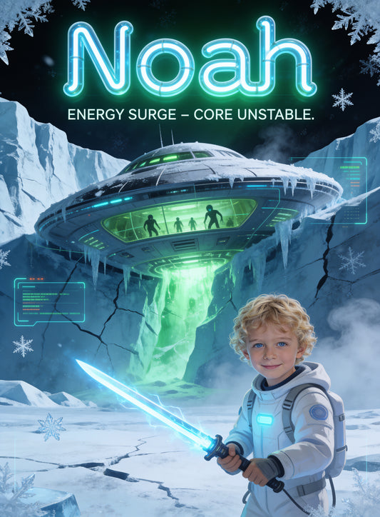 👽 ICE ALIEN FIGHTER personalized name preview — gearlight neon glow